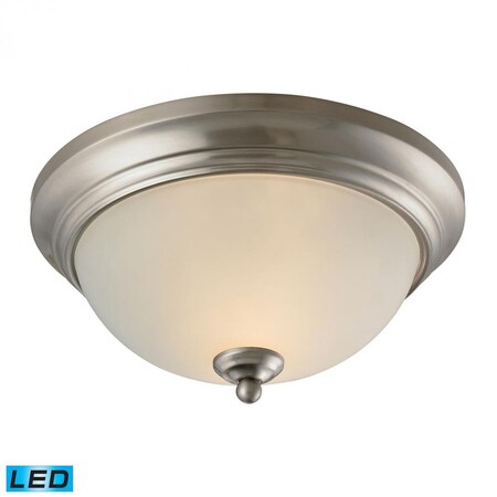 Thomas Huntington 2-Light Flush Mount in Brushed Nickel with Etched White Gla 7002FM/20-LED